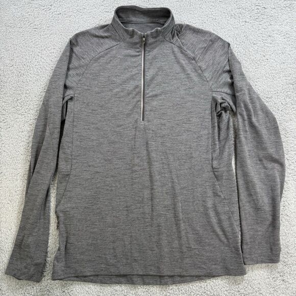 Lululemon Shirt Men’s L Grey Surge Warm 1/2 Zip Pullover Casual Performance - Picture 1 of 8